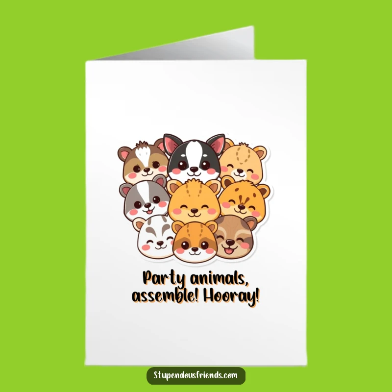 Free Printable Birthday Card: Cute Animal Heads, Funny Downloadable Greeting for Kids