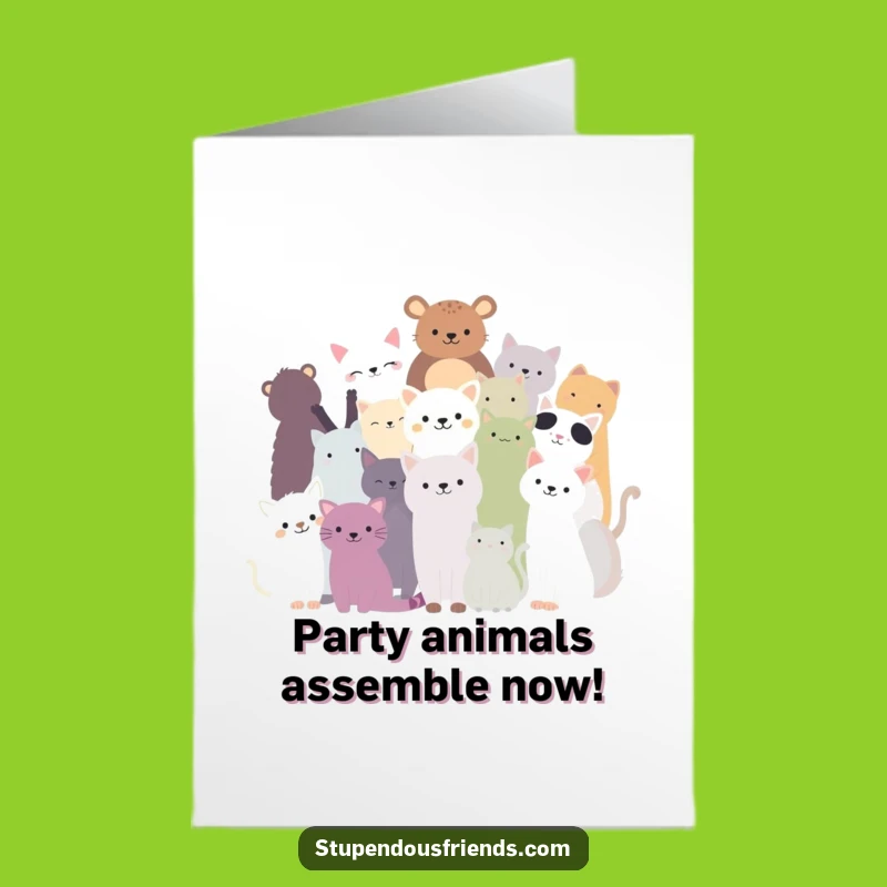 Free Printable Birthday Card: Animal Silhouettes Unite for Birthday Cheer