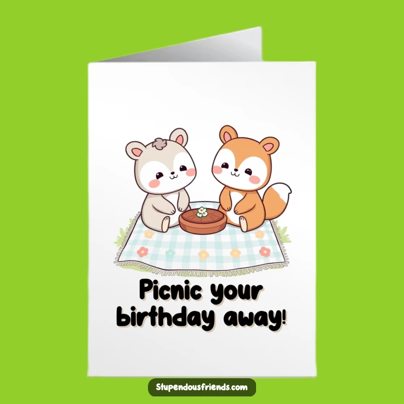 Free Printable Birthday Card: Cute Animals Picnicking, Sweet & Funny Downloadable Gift