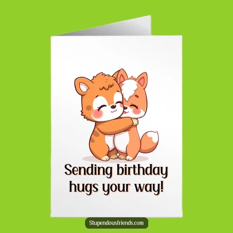 Free Printable Birthday Card: Funny hug for a birthday pal - So sweet!
