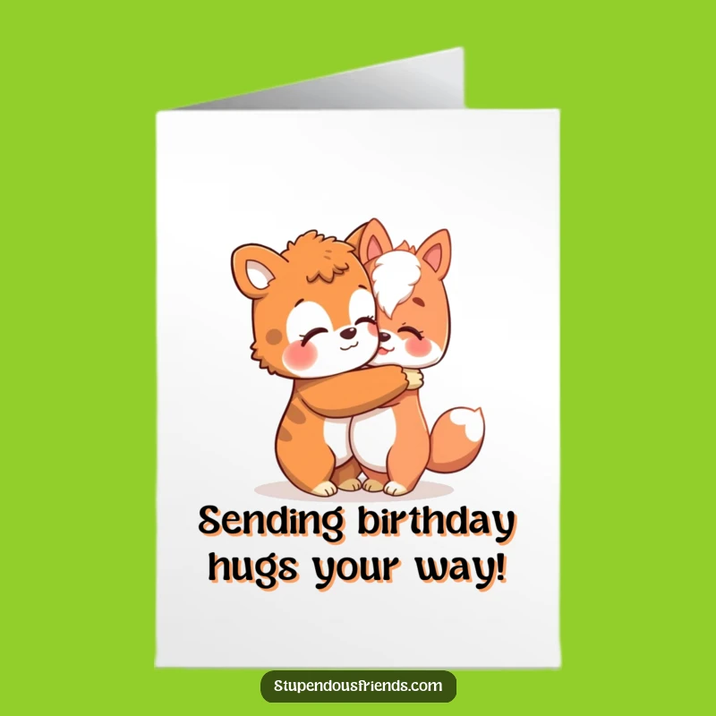 Free Printable Birthday Card: Funny hug for a birthday pal - So sweet!