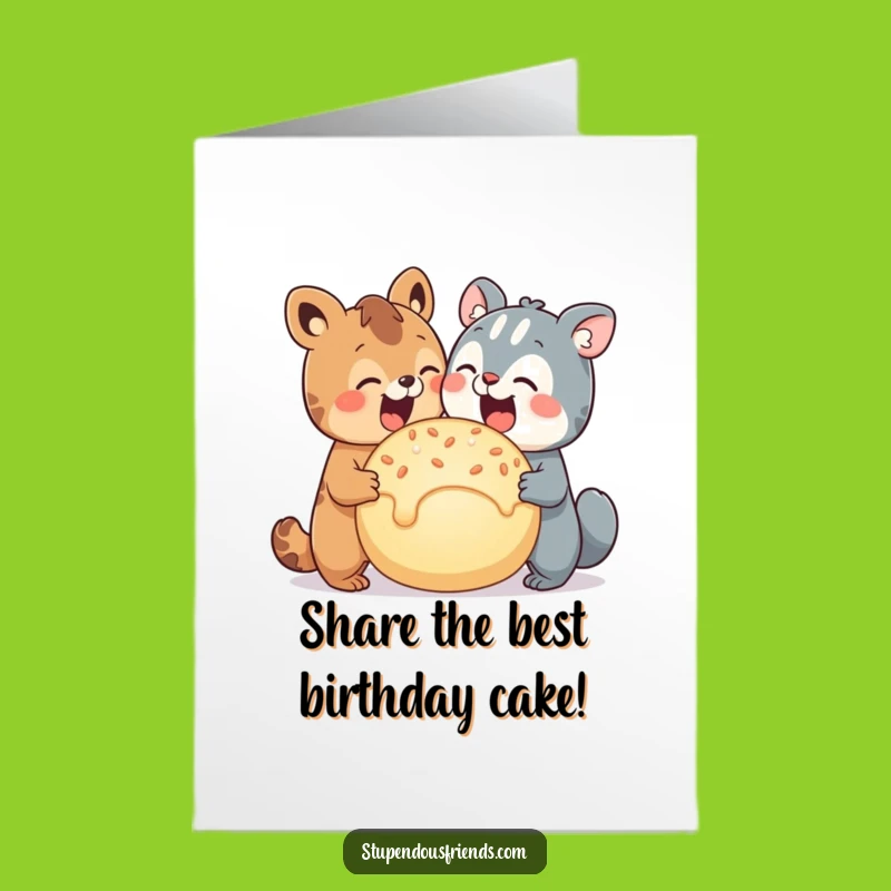 Free Printable Birthday Card: Animals Sharing Treat - Downloadable Joy