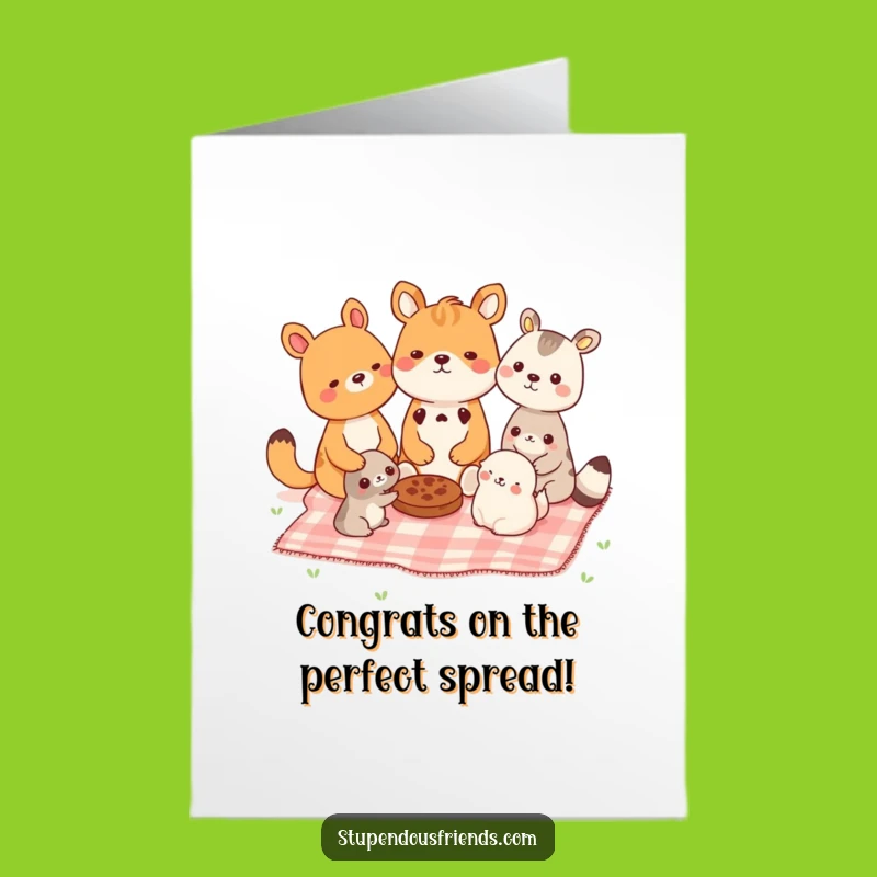 Free Printable Congrats Card: Animals Picnicking Together, Humorous Downloadable Gift