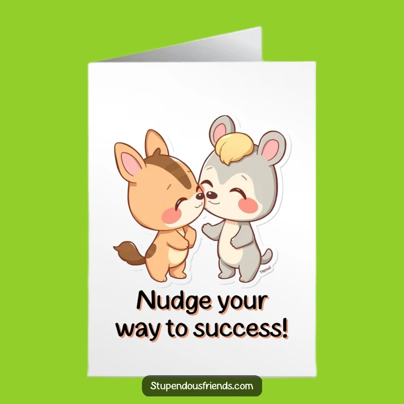 Free Printable Congrats Card: Animal Nudge - Friendly Celebration