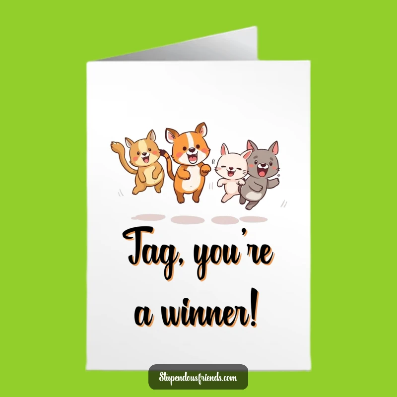 Free Printable Congrats Card: Animals Tagging Their Way to Success!