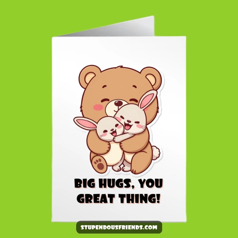 Free Printable Congrats Card: Bear Hugs Rabbit Downloadable Gift