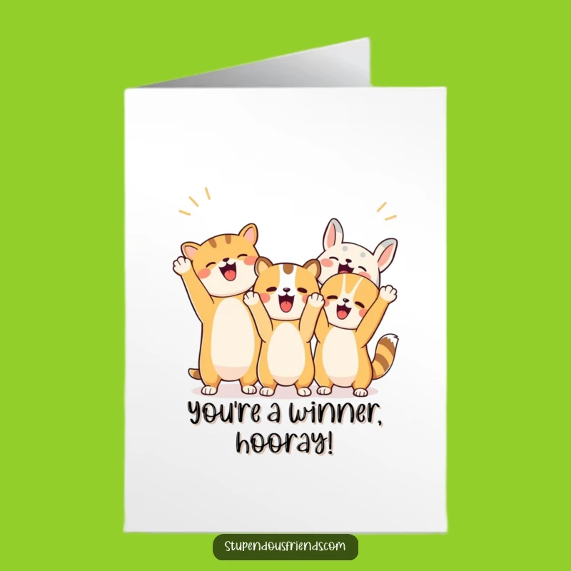 Free Printable Congrats Card: Cheering Animal Squad - Funny DIY Downloadable!