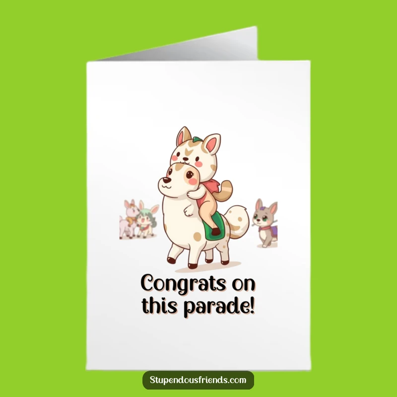 Free Printable Congrats Card: Funny Animal Parade for a Joyful Downloadable Gift