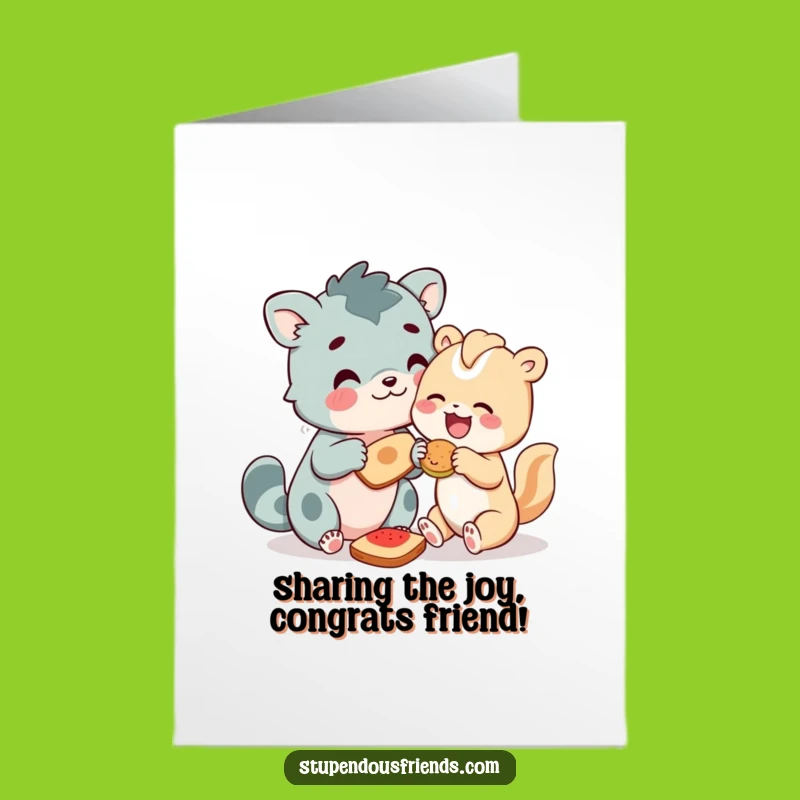 Free Printable Congrats Card: Funny Sharing Animals, Joyful Downloadable Gift