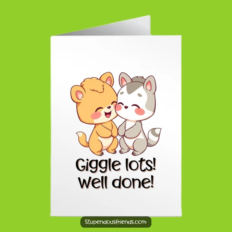 Free Printable Congrats Card: Giggling Animals Celebrate Your Amazing Success
