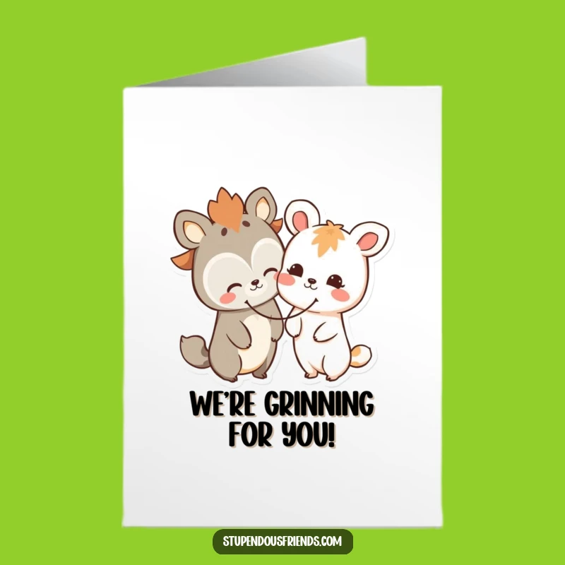 Free Printable Congrats Card: Happy Animals Smiley Face Downloadable Gift