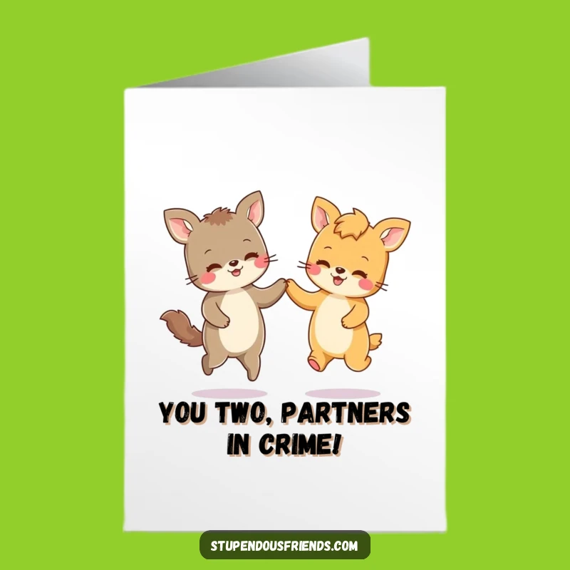 Free Printable Congrats Card: Happy Skipping Animal Friends, Downloadable Celebration Gift