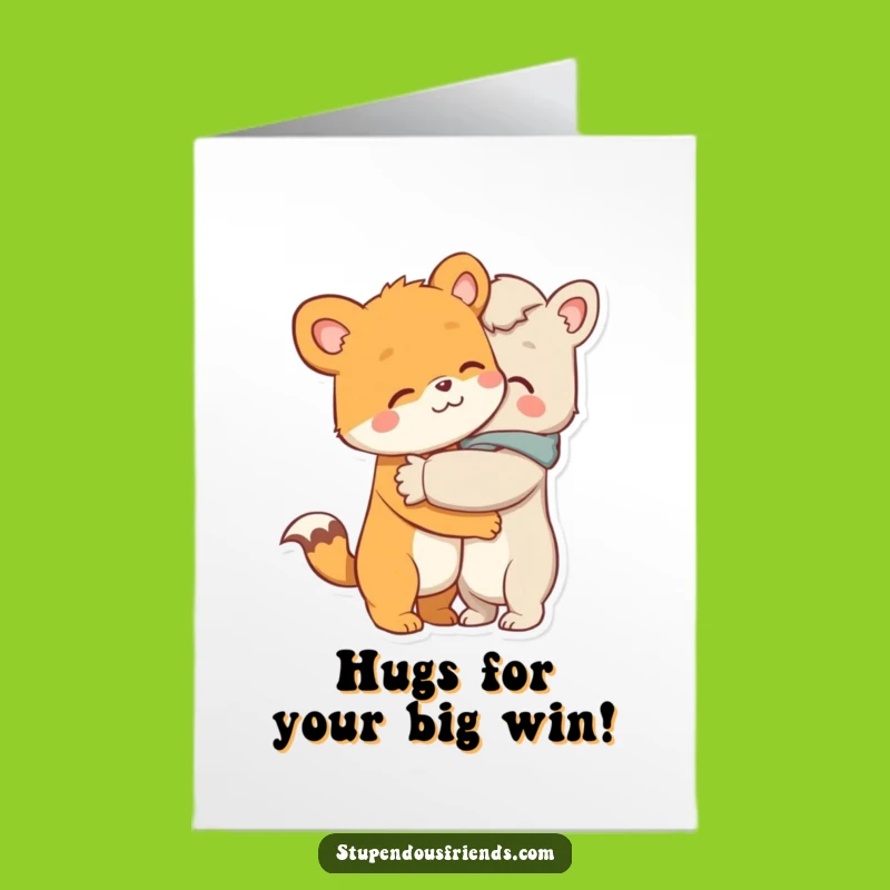 Free Printable Congrats Card: Cozy Hug, Animal Friends, Downloadable Gift