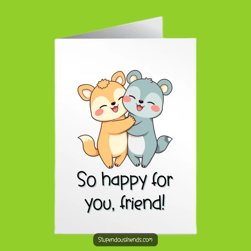 Joyful Celebration Free Printable Congratulations Card - Hugging Animals, Downloadable Cheer
