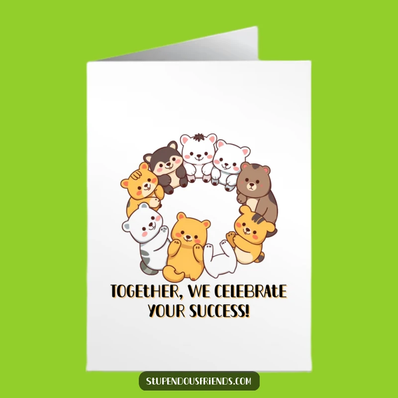 Free Printable Congrats Card: Funny animal friends united in celebration!