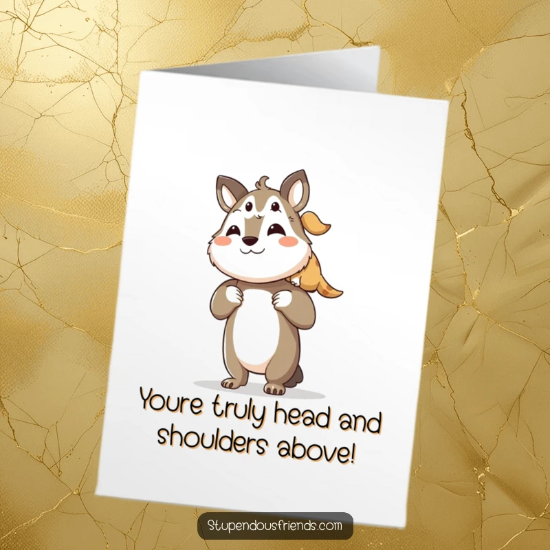 Funny Free Printable Congratulations Card with an animal helping a smaller friend up.