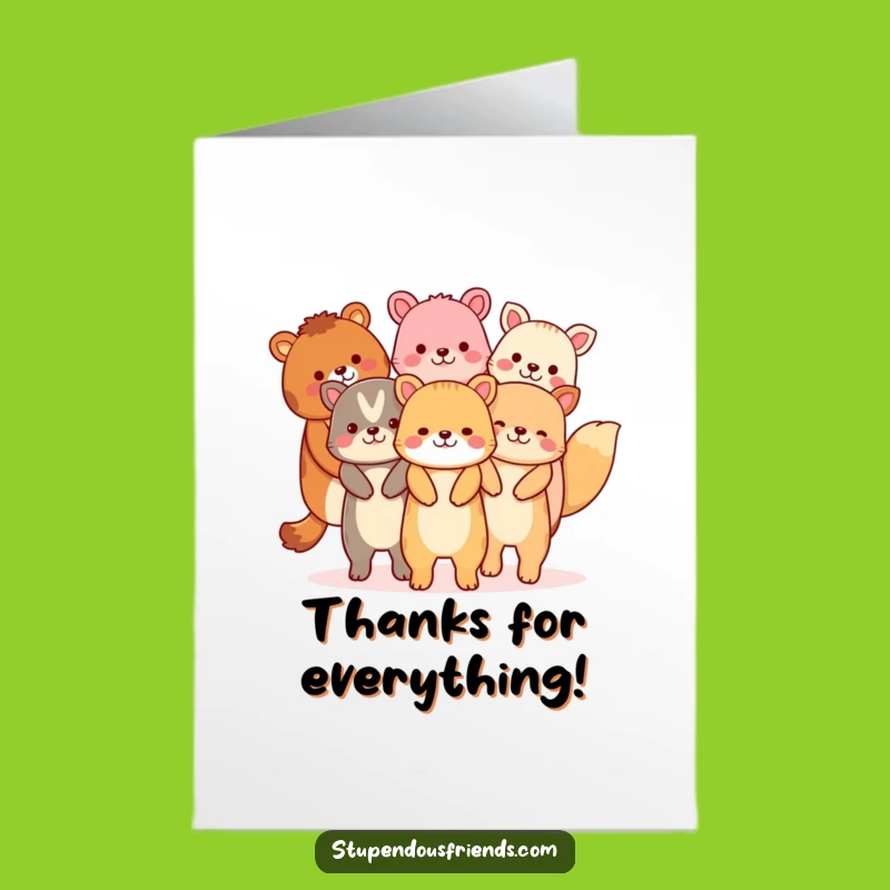Free Printable Thank You Card: Animals Form a Chain of Gratitude