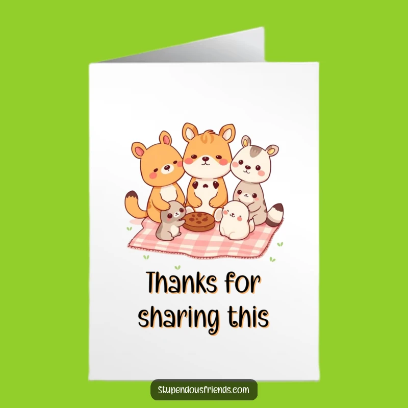Free Printable Thank You Card: Animals Share Picnic, Heartfelt Downloadable Gift