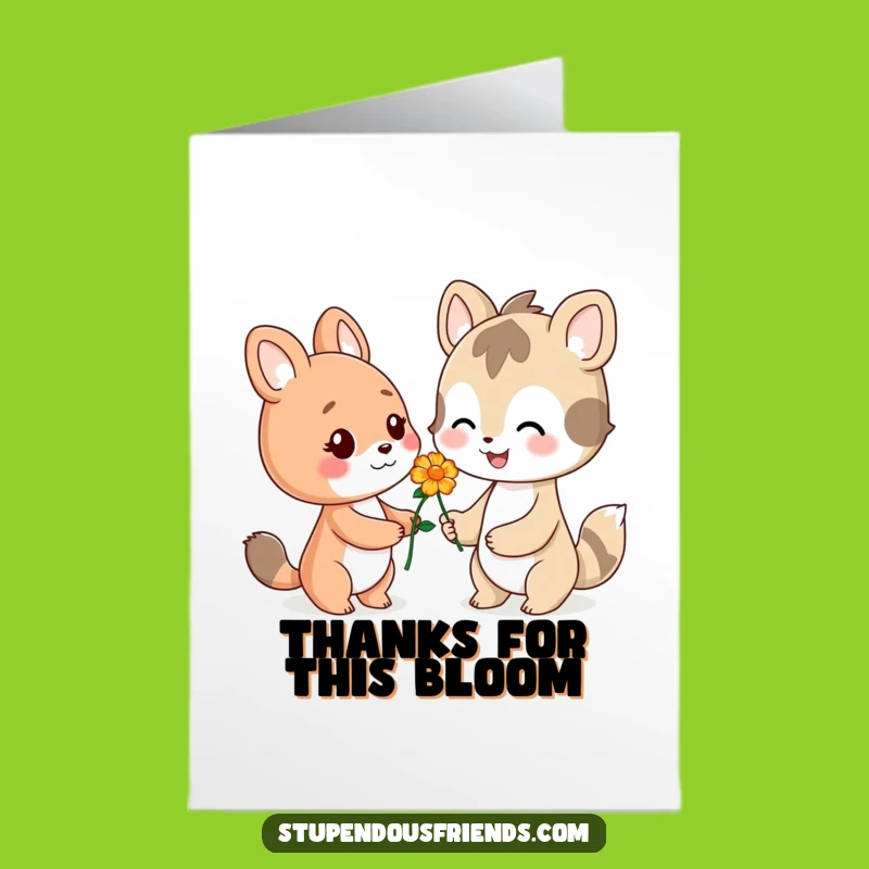 Free Printable Thank You Card: Flower Offering Animal, Smile, Heartfelt Digital Download