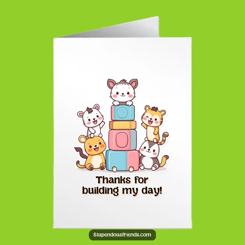 Free Printable Thank You Card: Funny Animal Block Tower - DIY Downloadable Gratitude!