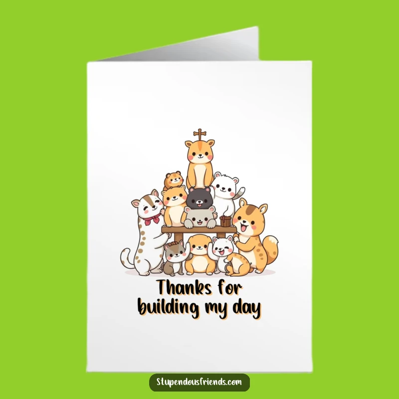 Free Printable Thank You Card: Funny Building Animals, Helpful Downloadable Gift