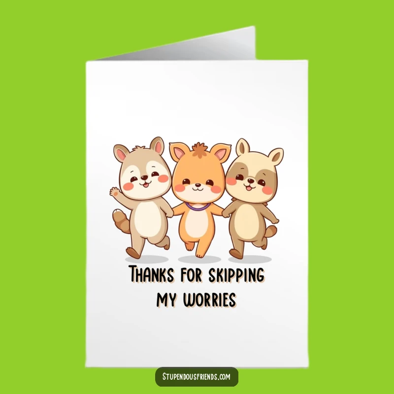 Free Printable Thank You Card: Funny Skipping Animals, Heartfelt Downloadable Gratitude