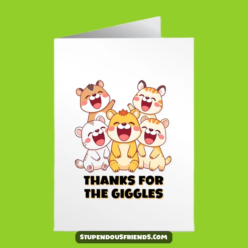 Free Printable Thank You Card: Laughing Animals Funny Downloadable Gift for Grateful Giggles