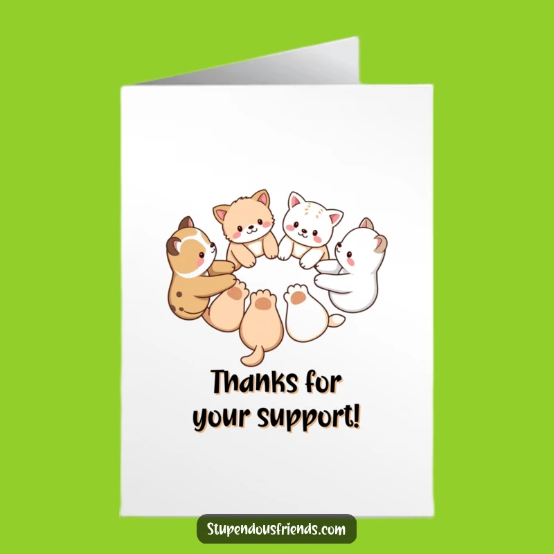 Free Printable Thank You Card: Paws in Circle, Gratitude Downloadable Greeting!