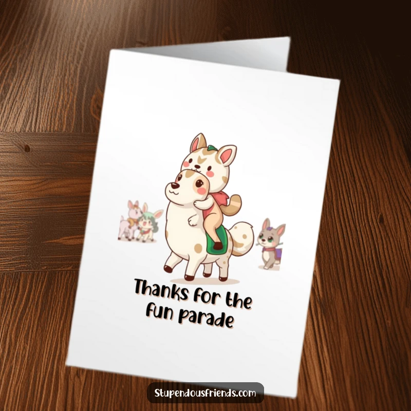 Funny Free Printable Thank You Card displays a delightful animal parade, ideal for a quirky downloadable art.