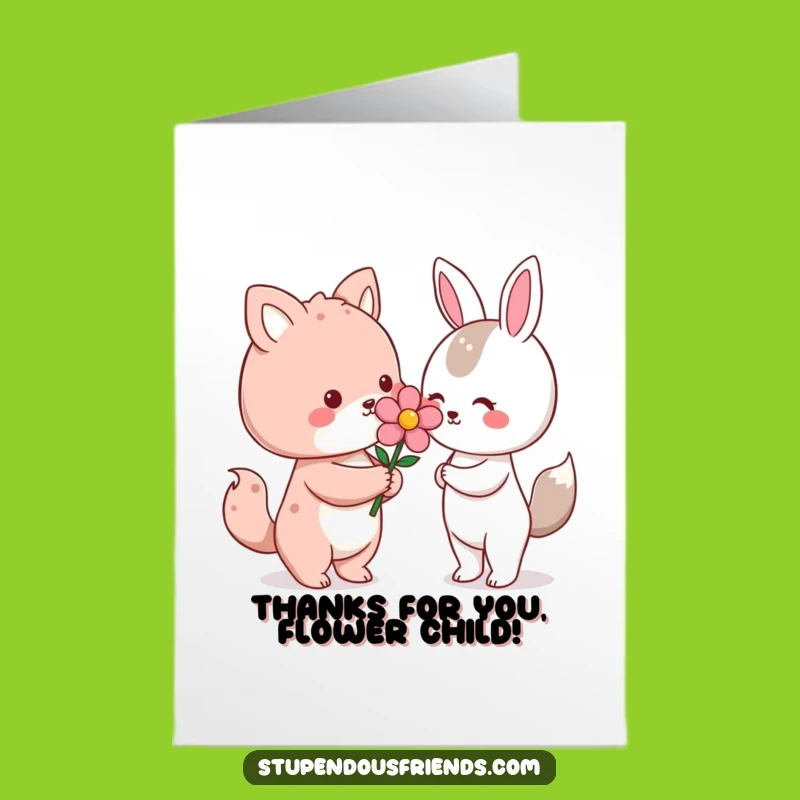 Heartfelt Free Printable Thank You Card: Kawaii Flower Gift, Grateful Downloadable Note