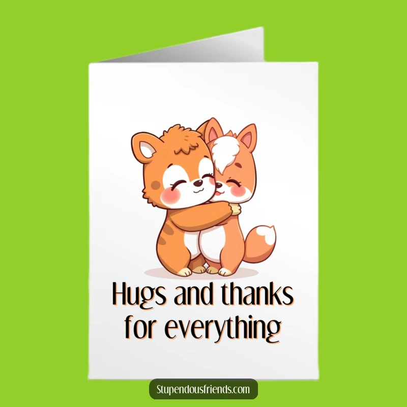 Free Printable Thank You Card: Funny hug of gratitude - Thanks a bunch!