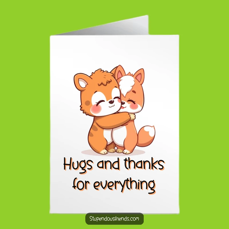 Free Printable Thank You Card: Funny hug of gratitude - Thanks a bunch!