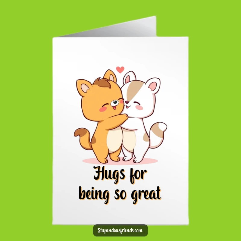 Free Printable Thank You Card: Animals Hugging, Grateful Downloadable Gift