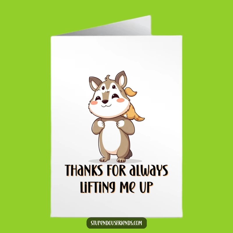 Free Printable Thank You Card: Funny animal helping friend - So grateful!