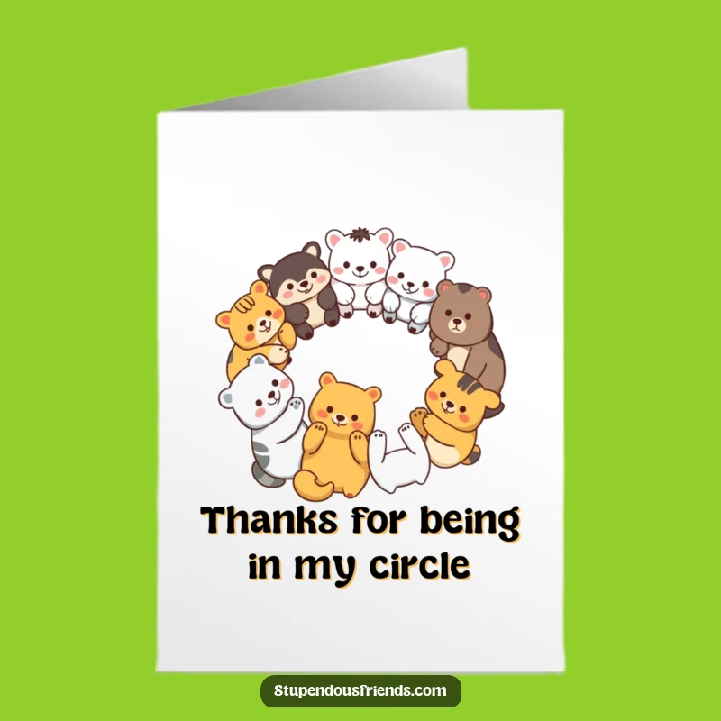 Free Printable Thank You Card: Funny animal circle showing thanks!