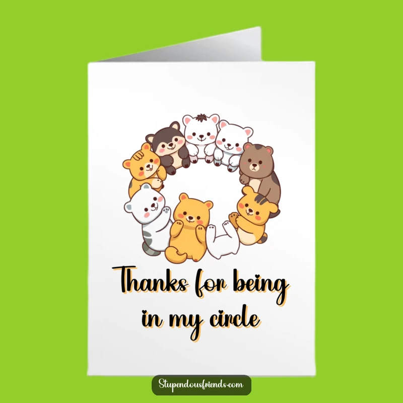 Free Printable Thank You Card: Funny animal circle showing thanks!