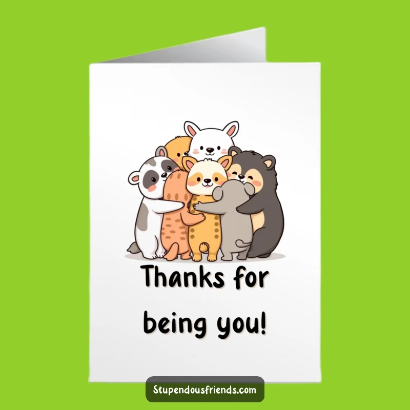 Free Printable Thank You Card: Cozy Animals Togetherness Downloadable Gift