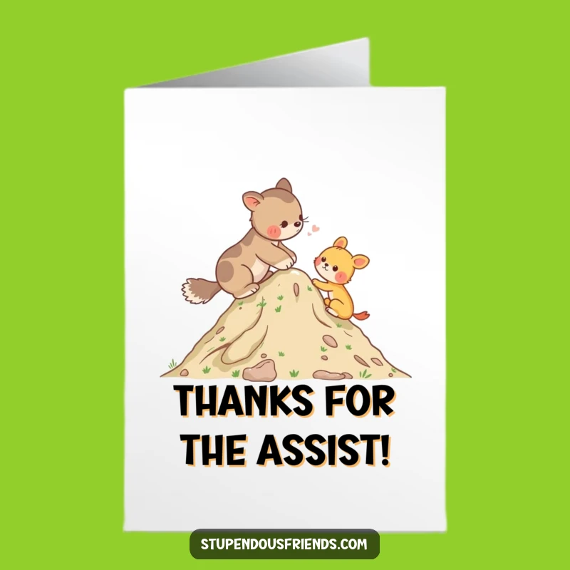 Free Printable Thank You Card: Helping Hand Hill Climb, Funny Appreciation Gift