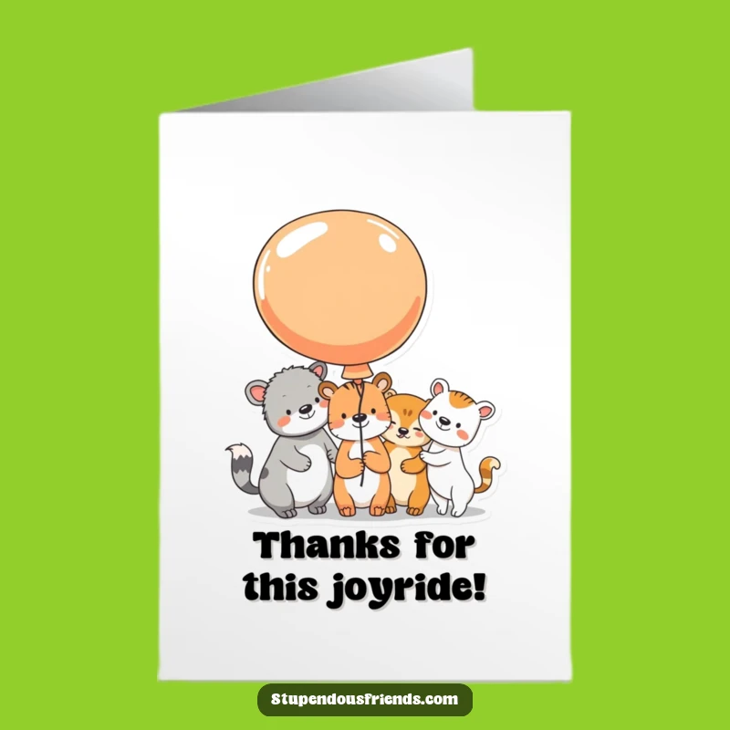 Free Printable Thank You Card: Animal Balloon Fun - Funny Joyful Gratitude!