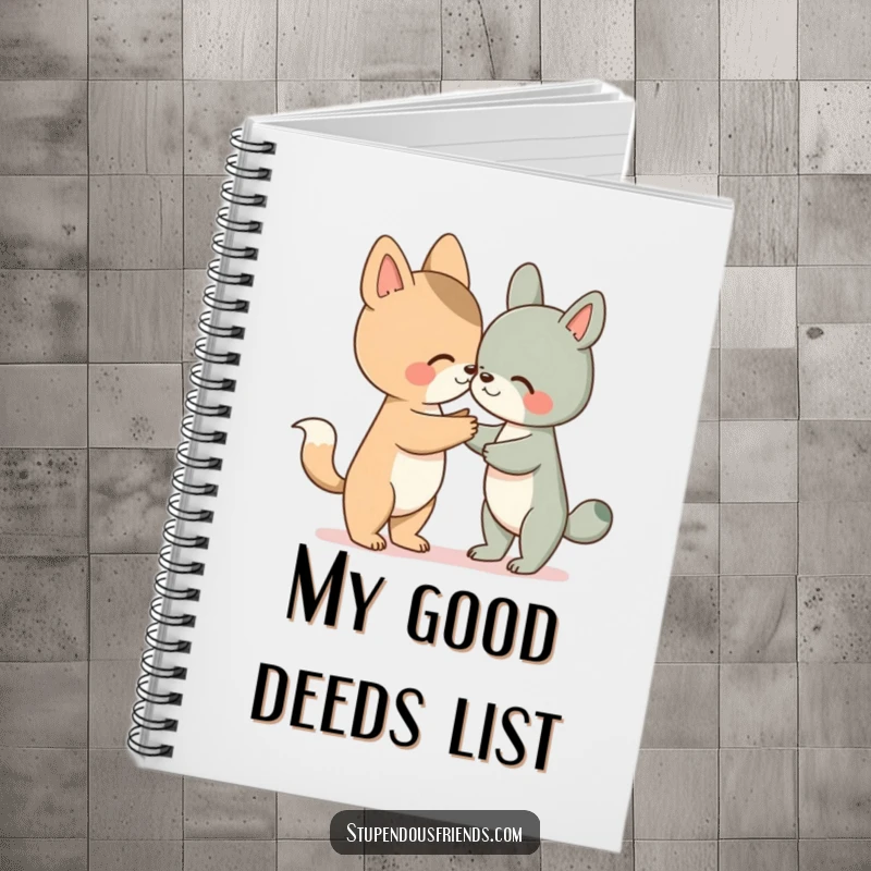 Funny notebook featuring an animal character offering a helping paw, perfect for journaling, planning, and inspiring support.