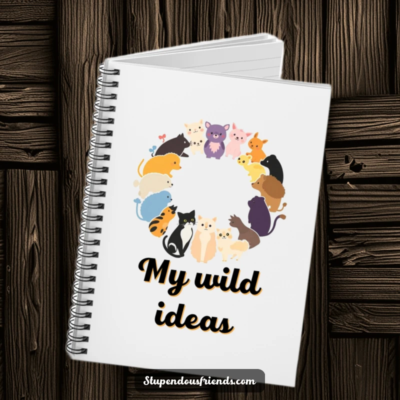 Funny Notebook featuring a circle of animal silhouettes, ideal for journaling and capturing ideas.