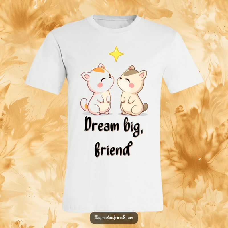 Funny T-Shirt showing animal characters gazing at a bright star, embodying shared dreams and wonder with a humorous and uplifting design.