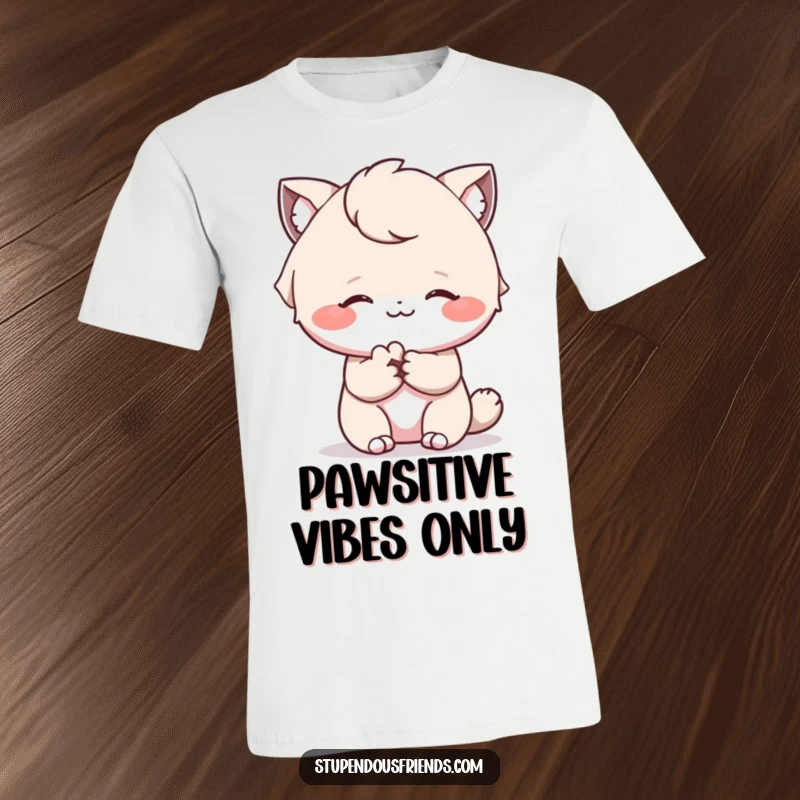 Funny t-shirt showcasing a character offering a gentle, comforting paw with a warm smile, symbolizing support.