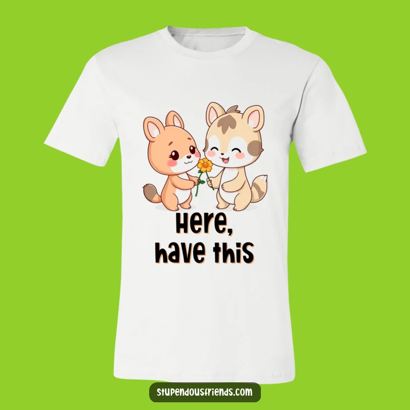 Funny Flower Giver T-Shirt - Wear Kindness with Animal Charm