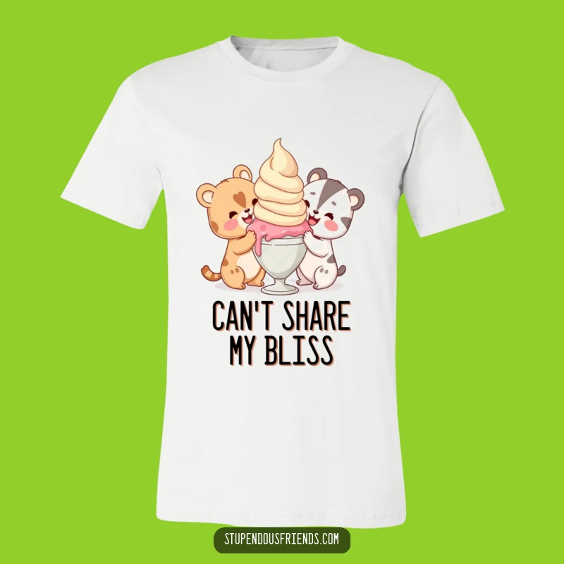 Funny Ice Cream Sharing T-Shirt: Hilarious Animal Treat Tee for Summer Fun Gift