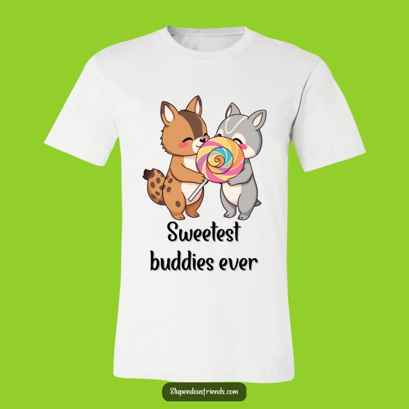 Funny Animal Lollipop T-Shirt: Adorable Duo Tee for Sweet Friendship and Guaranteed Smiles
