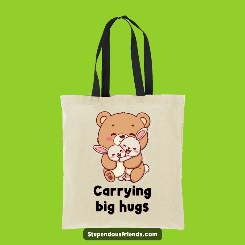 Funny Bear Hug Tote Bag: Cheerful Animals, Cute & Heartwarming Funny Gift Bag