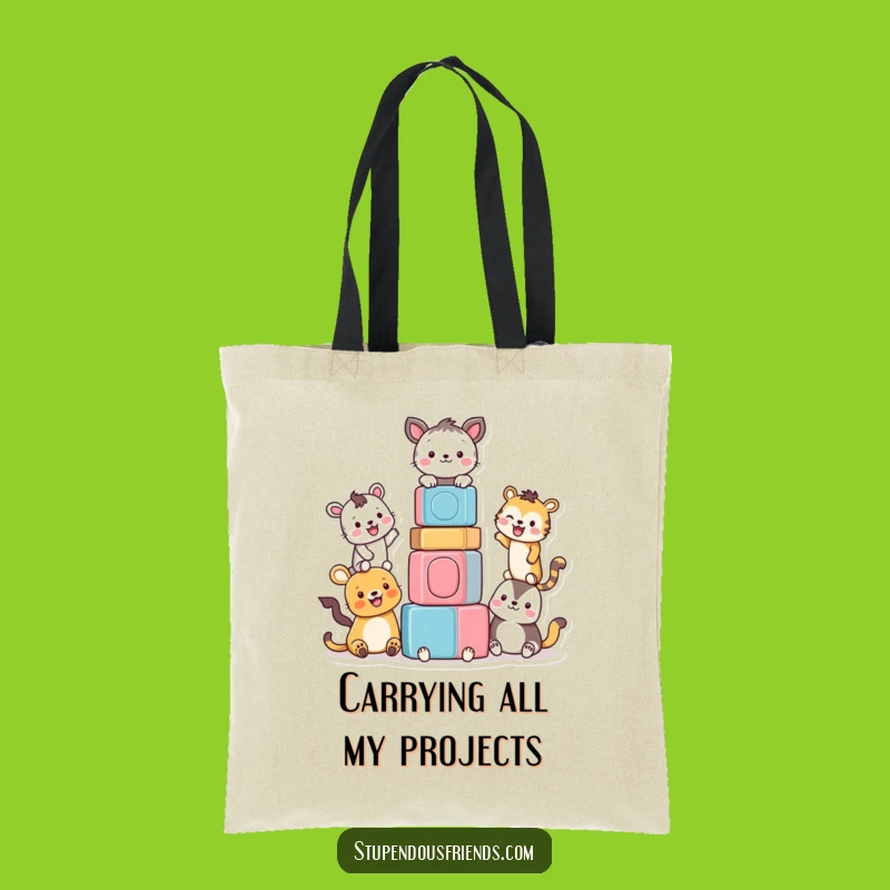Funny Animal Block Builders Tote: Carry Your Essentials with a Smile