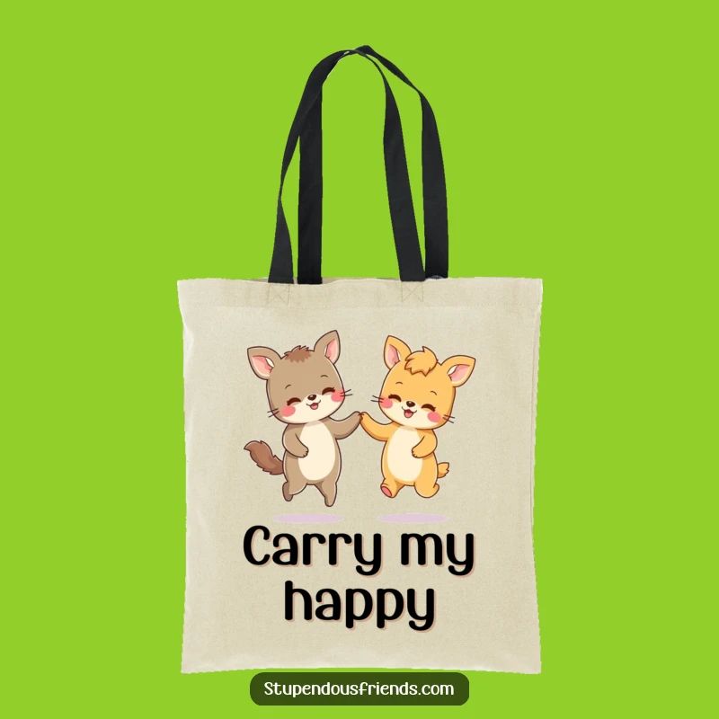 Funny Animal Friendship Tote Bag: Carry Your Essentials with This Hilarious Skipping Design!