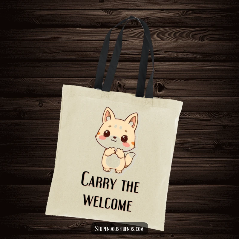 Funny Tote Bag: An animal extending a welcoming paw, symbolizing friendship and kindness, a practical funny gift.